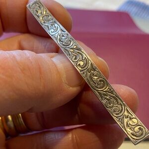 Vintage Sterling Design Curved Bar-Brooch